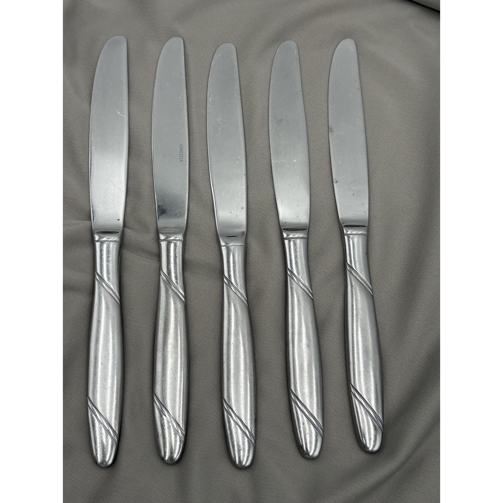 Set of 5 FOUR Oneida RISOTTO Dinner Knives 9 1/4" Stainless Flatware‎ Silverware
